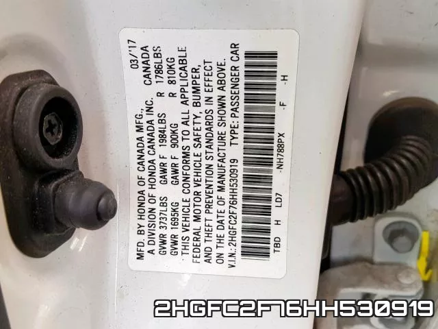 2HGFC2F76HH530919 фото 2