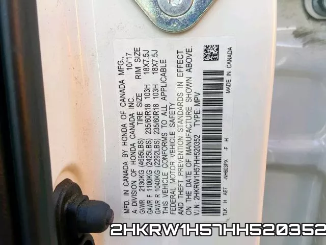 2HKRW1H57HH520352 фото 2