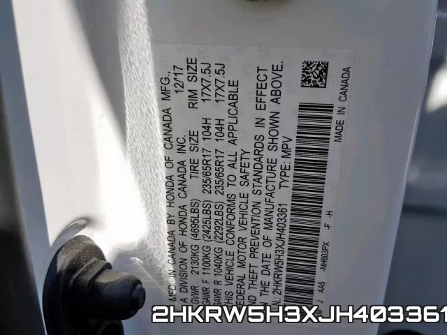 2HKRW5H3XJH403361 фото 2