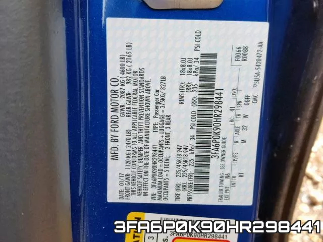 3FA6P0K90HR298441 фото 2