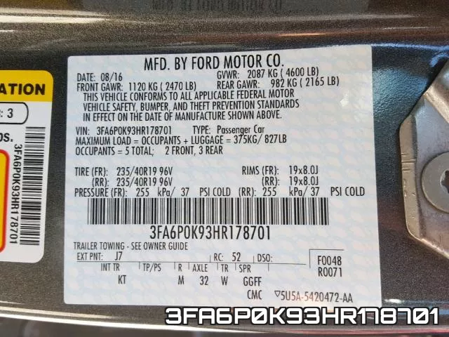 3FA6P0K93HR178701 фото 2