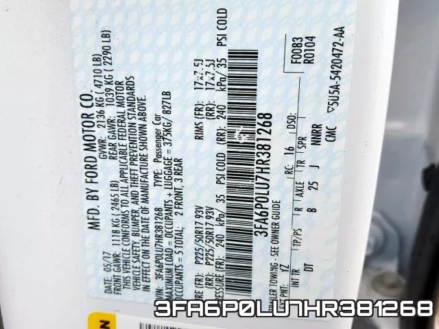 3FA6P0LU7HR381268 фото 2