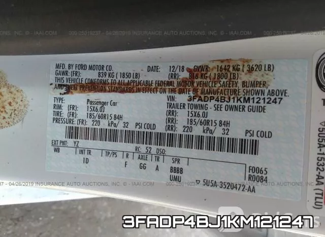 3FADP4BJ1KM121247 фото 10