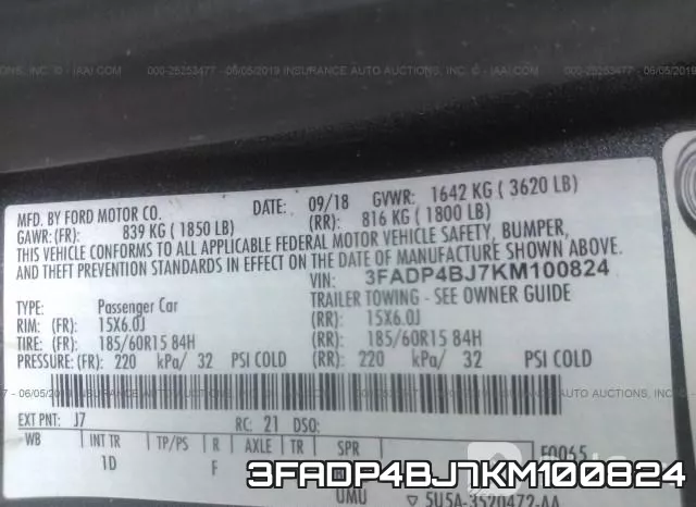 3FADP4BJ7KM100824 фото 10