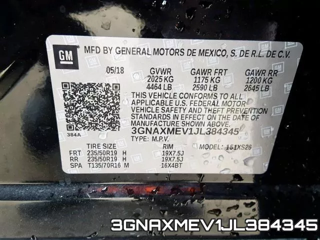 3GNAXMEV1JL384345 фото 2