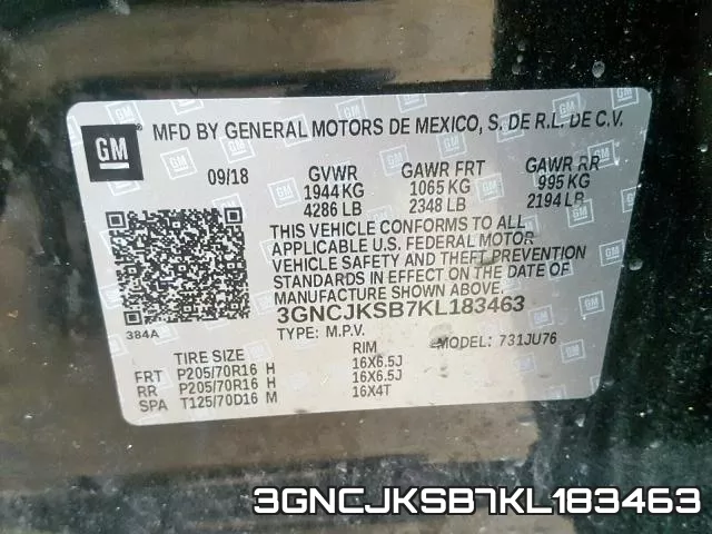 3GNCJKSB7KL183463 фото 2