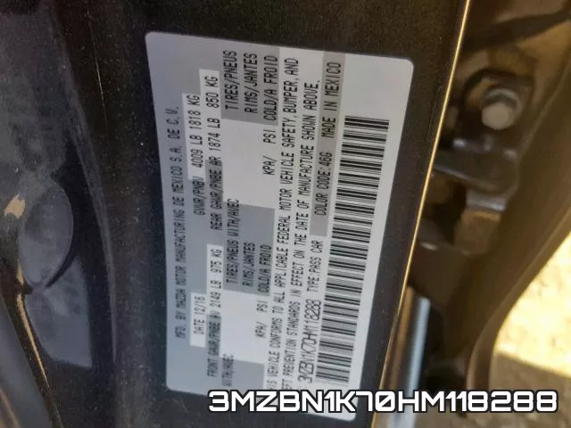 3MZBN1K70HM118288 фото 2