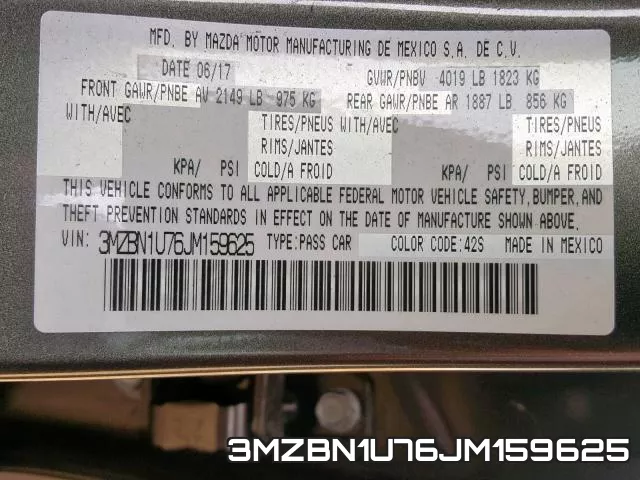 3MZBN1U76JM159625 фото 2