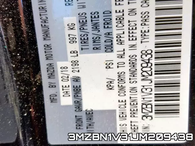 3MZBN1V31JM209438 фото 2