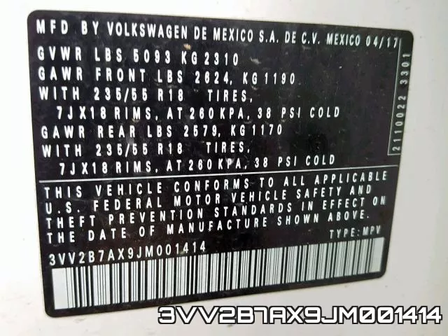 3VV2B7AX9JM001414 фото 2