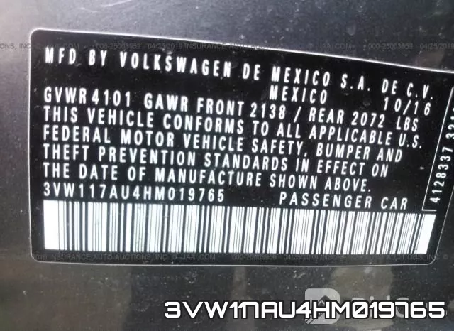 3VW117AU4HM019765 фото 10