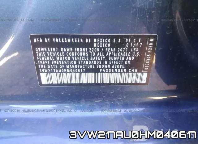 3VW217AU0HM040617 фото 10