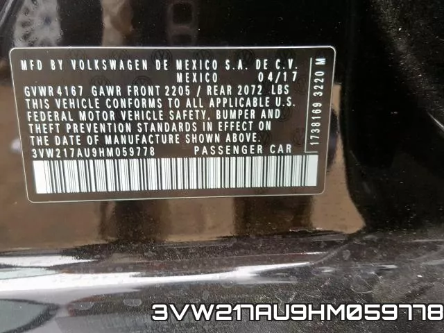 3VW217AU9HM059778 фото 2
