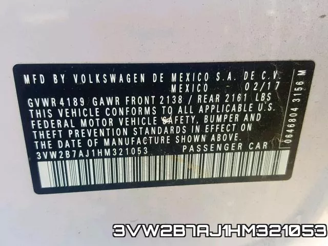 3VW2B7AJ1HM321053 фото 2