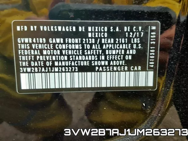 3VW2B7AJ1JM263273 фото 2