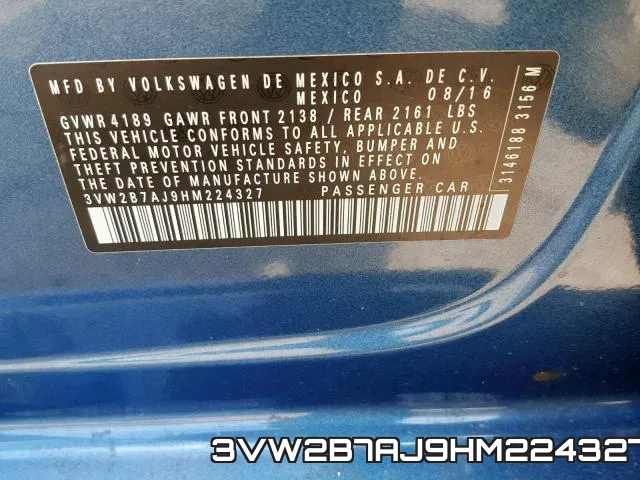 3VW2B7AJ9HM224327 фото 2