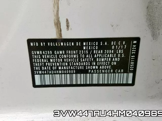 3VW447AU4HM040989 фото 2