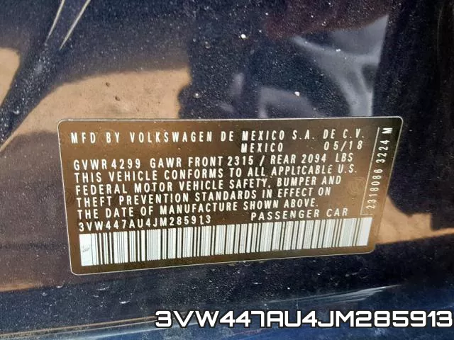 3VW447AU4JM285913 фото 2