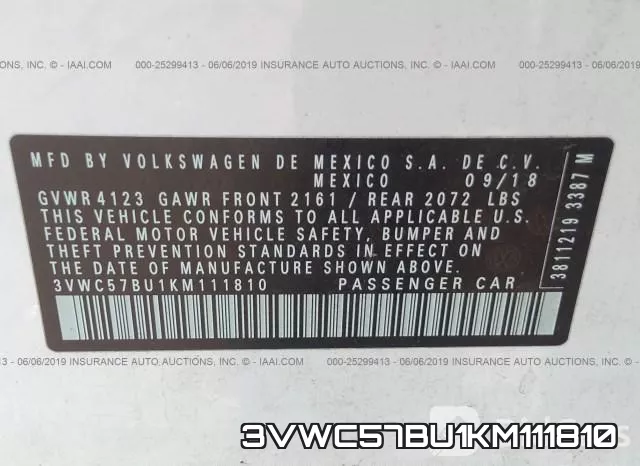 3VWC57BU1KM111810 фото 10