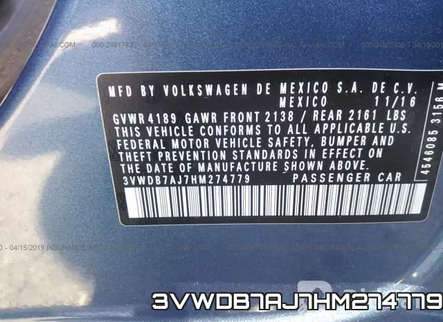 3VWDB7AJ7HM274779 фото 10