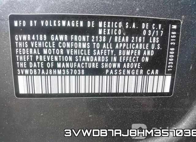 3VWDB7AJ8HM357038 фото 10