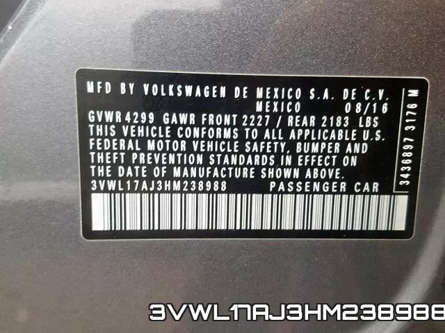 3VWL17AJ3HM238988 фото 2