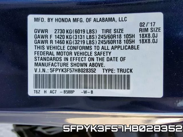5FPYK3F57HB028352 фото 2