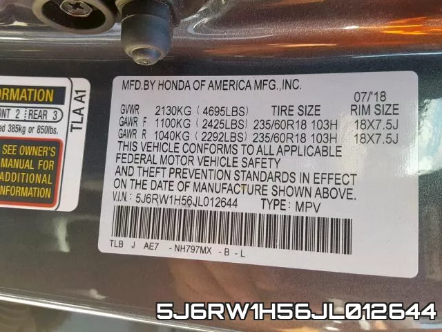5J6RW1H56JL012644 фото 2
