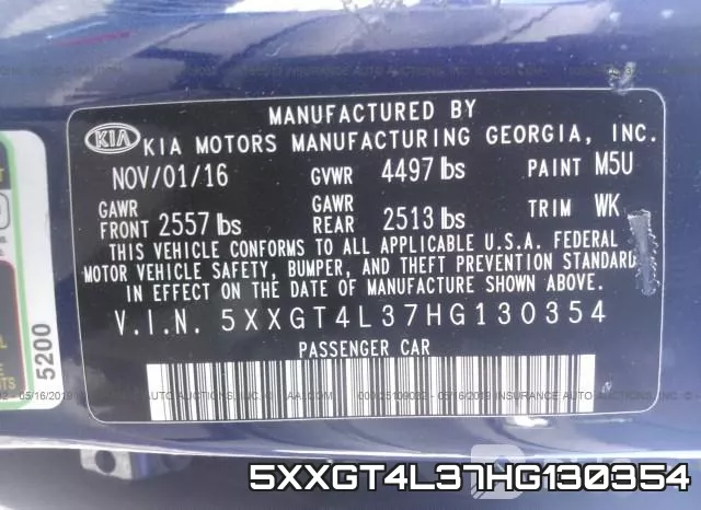 5XXGT4L37HG130354 фото 10