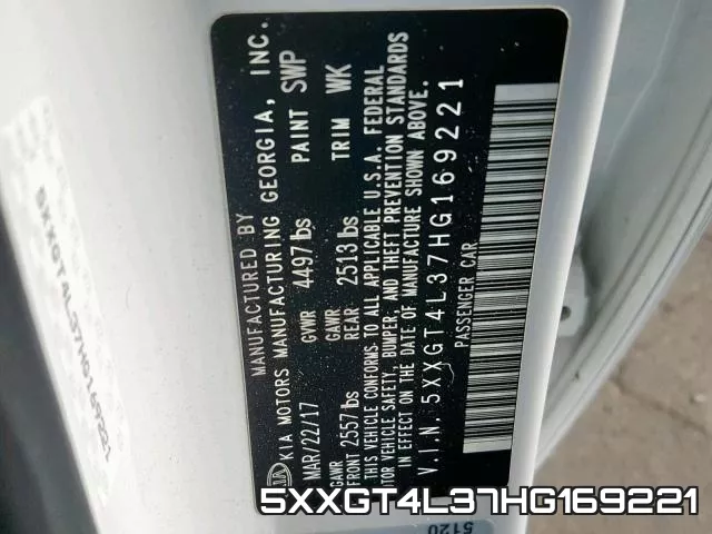 5XXGT4L37HG169221 фото 2
