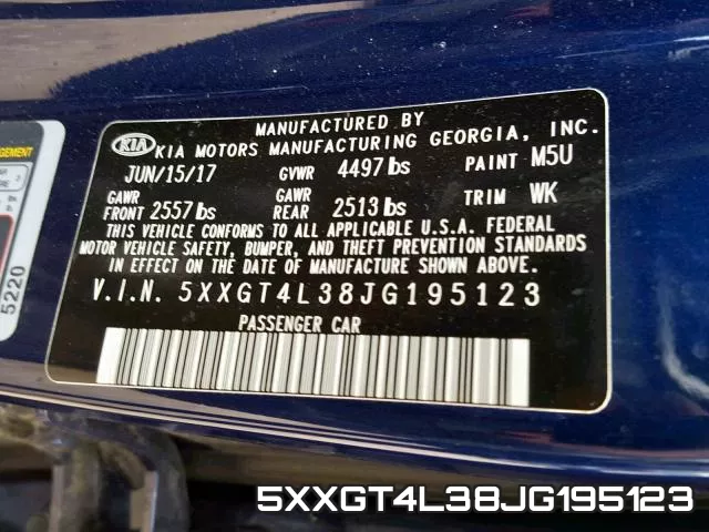 5XXGT4L38JG195123 фото 2