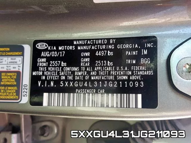 5XXGU4L31JG211093 фото 2
