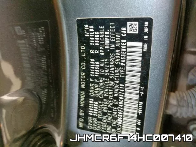JHMCR6F74HC007410 фото 2