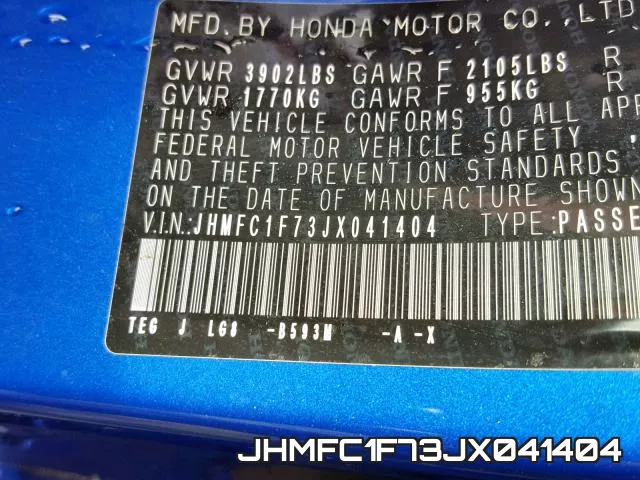 JHMFC1F73JX041404 фото 2