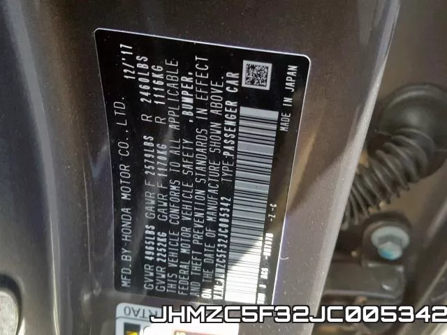 JHMZC5F32JC005342 фото 2
