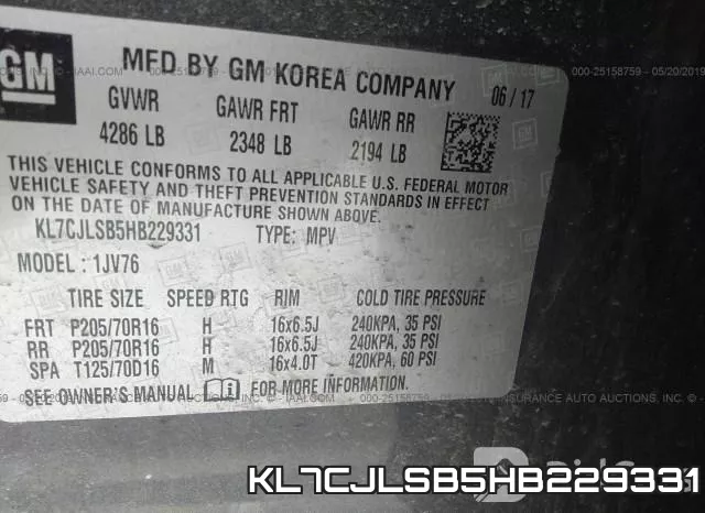 KL7CJLSB5HB229331 фото 10
