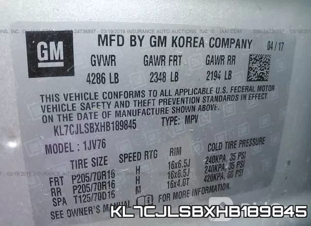 KL7CJLSBXHB189845 фото 10