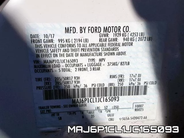 MAJ6P1CL1JC165093 фото 2