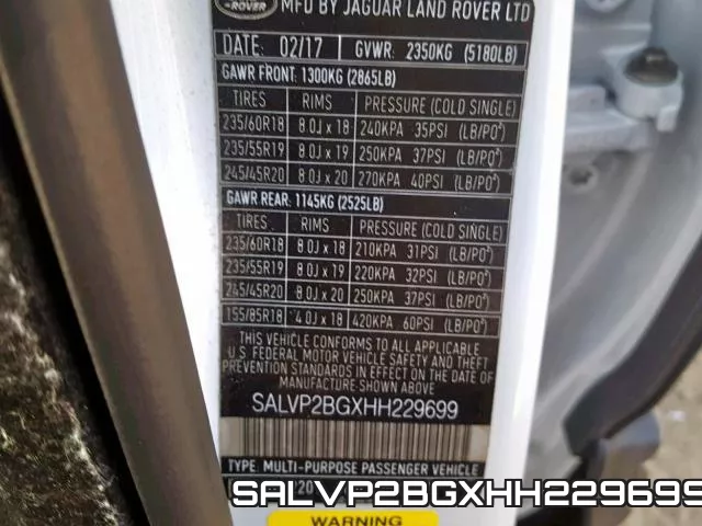 SALVP2BGXHH229699 фото 2