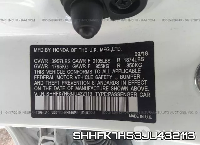 SHHFK7H53JU432113 фото 10