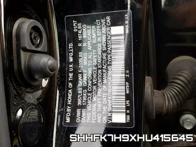 SHHFK7H9XHU415645 фото 2