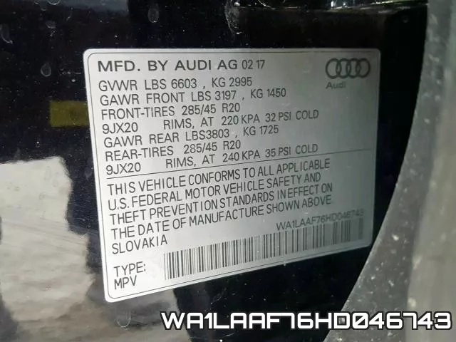 WA1LAAF76HD046743 фото 2