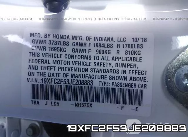 19XFC2F53JE208883 фото 10