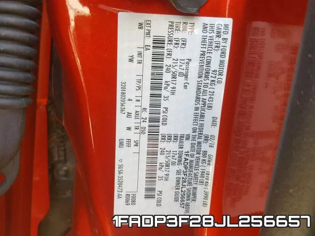 1FADP3F28JL256657 фото 2