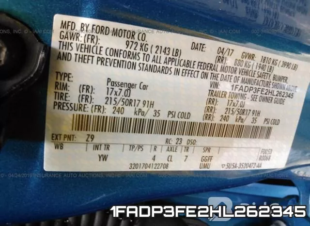 1FADP3FE2HL262345 фото 10