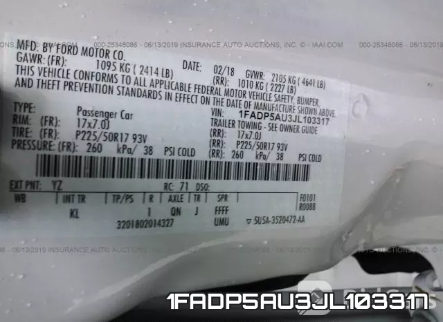 1FADP5AU3JL103317 фото 10