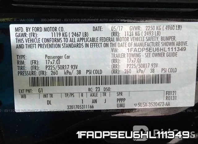 1FADP5EU6HL111349 фото 10