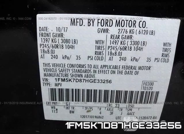 1FM5K7D87HGE33256 фото 10