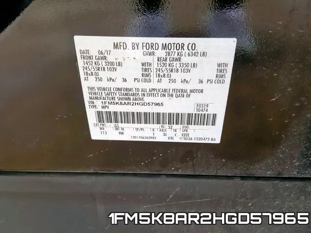 1FM5K8AR2HGD57965 фото 2