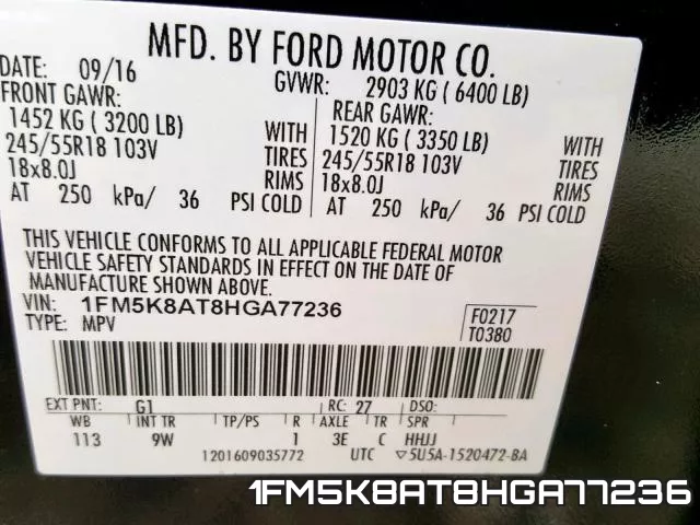1FM5K8AT8HGA77236 фото 2